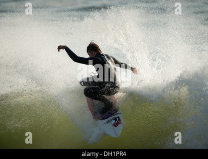 Surfer Lippe Folie, False Bay, Südafrika Stockfoto