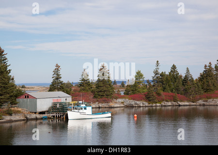 Hummerfang mitten in einem malerischen Kai mit Hummer Töpfe in Nova Scotia Kanada Stockfoto