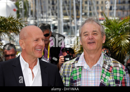 Cannes International Filmfestival 2012: Bill Murray und Bruce Willis, die Teilnahme an der Vorführung von "Moonrise Kingdom" (2012.05.16) Stockfoto