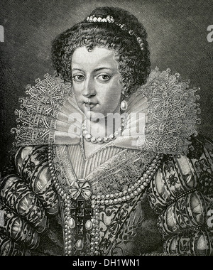 Elisabeth von Österreich (1554-1592). Königin von Frankreich. Kupferstich von Richard Brend'amour in Universalgeschichte, 1885. Stockfoto
