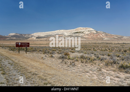 Fossil Butte Nationalpark, Schild ein Besucherzentrum, Wyoming, USA Stockfoto