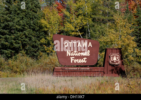 Zeichen, Ottawa National Forest auf der oberen Halbinsel von Michigan, USA Stockfoto