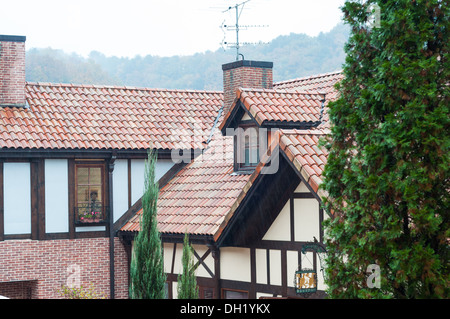 Die Gebäude der Petite France, eine Replik französische Stadt gebaut in Gapyeong, Südkorea. Stockfoto