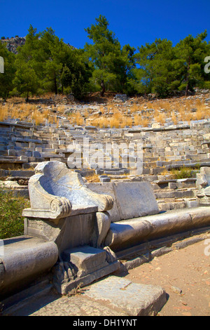 Theater, antike Stadt Priene, Türkei, Asien. Stockfoto