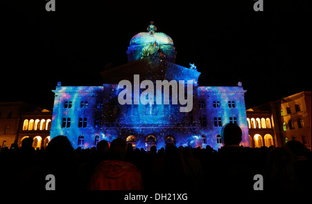 Rendez-Vous Bern, Bundesplatz quadratisch, Lichtinstallation, Kanton Bern, Schweiz, Europa Stockfoto