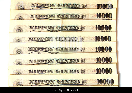 Japanische Banknoten zehn tausend yen Stockfoto