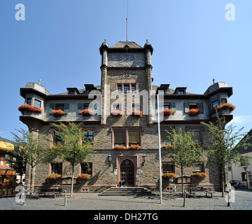 Rathaus, Marktplatz, historischen Marktplatz, Oberwesel, UNESCO Weltkulturerbe, Oberes Mittelrheintal Stockfoto