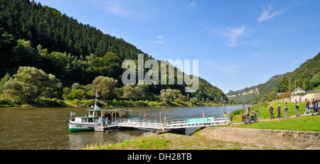 Fährhaus, Schmilka, Schmilka-Hirschmuehle, Sächsische Schweiz, Sachsen, Deutschland Stockfoto