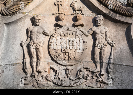 Wappen am Leith Hall in Aberdeenshire, Schottland. Stockfoto