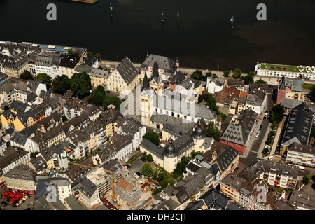 Luftbild, Altstadt von Koblenz mit der Florinsmarkt Street und die Kirche St. Florian, Koblenz, Rheinland-Pfalz Stockfoto