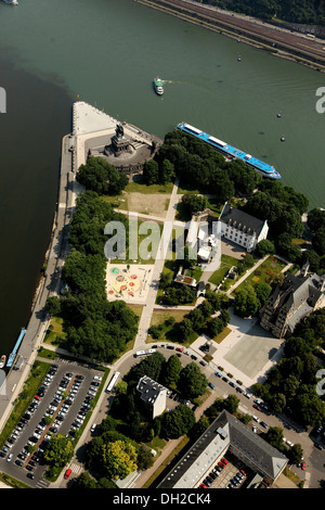 Luftaufnahme, Deutsches Eck, Deutsches Eck, mit der Basilika St. Kantor und das Deutschordenshaus Stockfoto