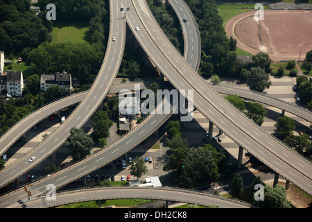 Luftaufnahme, Zufahrtsstraßen zu Suedbruecke Brücke, Koblenz, Rheinland-Pfalz Stockfoto