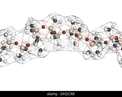 Silikon Öl (Polydimethylsiloxan, PDMS) Silikon Polymer, chemische Struktur - lineare Fragment (Detail). Stockfoto