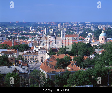 Stadtansicht von Gediminas Hügel, Vilnius, Bezirk Vilnius, Litauen Stockfoto