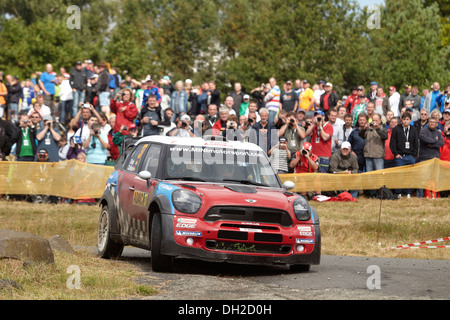 ADAC Rallye Deutschland, Wertungsprüfung Baumholder Truppenübungsplatz, Daniel Sordo, ESP und Co-Pilot Carlos del Barrio Stockfoto