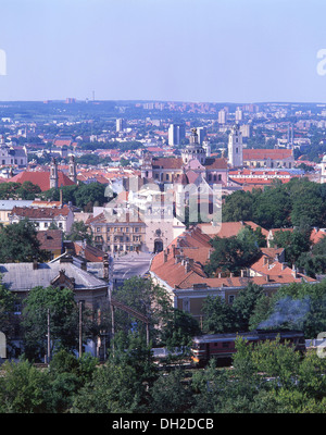 Stadtansicht von Gediminas Hügel, Vilnius, Bezirk Vilnius, Litauen Stockfoto