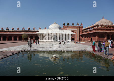 Grab von Shaikh Alauddin Chisti, Jama Masjid Moschee, Fatehpur Sikri, Uttar Pradesh, Indien, Stockfoto