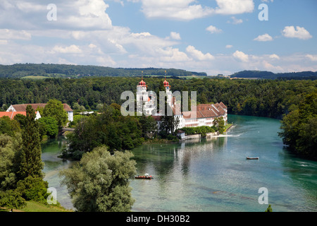 Schweiz, Rheinau, einem ehemaligen Benediktinerkloster, Rhein, Fluss, Schweiz, Rheinau, Ehemaliges Benediktiner Kloster, Rhein, Stockfoto