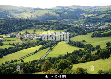 Landschaft im Norden von Wales mit Blick auf die Stadt von Llangollen Stockfoto