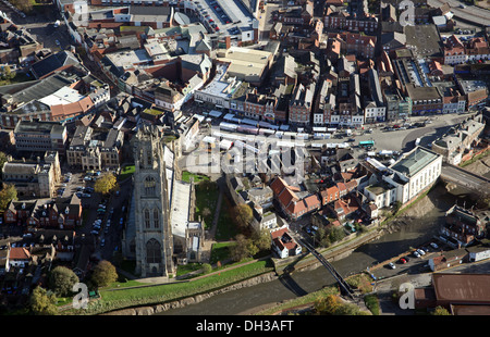 Luftaufnahme von Boston, Lincolnshire, darunter die berühmte St Botolph Kirche - 'Boston Stump' Stockfoto