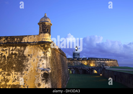 Krieger: Haus und Wälle, San Felipe del Morro Castle (1540 s-1786), San Juan National Historic Site, Old San Juan, Puerto Rico Stockfoto