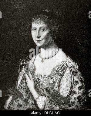 Lady Castlehaven. Kupferstich nach einem Gemälde von Cornelis Janssens van Ceulen (1593-1661). Die iberischen Illustration, 1891. Stockfoto