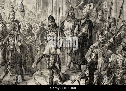 Hieronymus von Prag (1360-1416). Böhmische Prediger. Hieronymus von Prag marschieren bis zur Ausführung. Gravur. Stockfoto