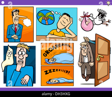 Abbildung Reihe von humorvollen Cartoon Konzepte oder Ideen und Metaphern mit lustigen Figuren Stockfoto