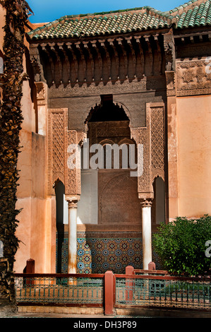 Les Tombeaux stammen Saadiens - The Saadian Gräber Marrakesch Marokko aus der Zeit des Sultans Ahmad al Mansur (1578-1603) Stockfoto