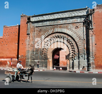 Bab Agnaou Tor 12. Jahrhundert (Almohaden-Dynastie) Stadt Wand Marrakesch Marokko Stockfoto