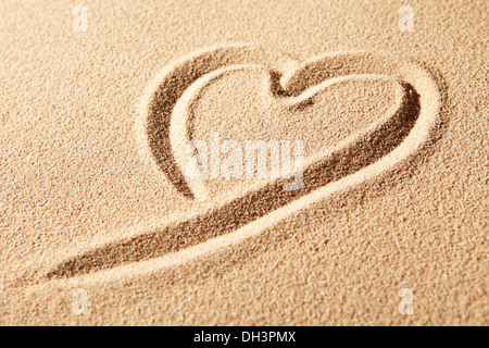 Herz, in Sand gezeichnet Stockfoto