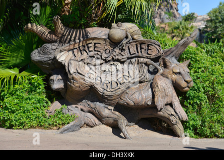Animal Kingdom, Baum des Lebens Garten Schild Eingang in Disneyworld, Orlando Florida Stockfoto