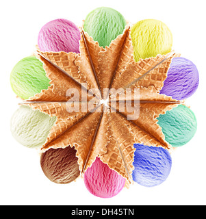 Blume aus Eistüten hergestellt. Enthalten Sie Beschneidungspfade. Stockfoto