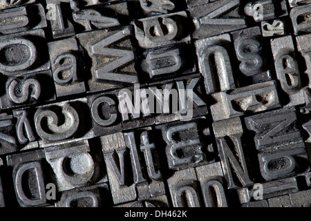 Alten führen Buchstaben bilden den Begriff CMYK Stockfoto