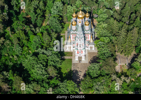 Schipka-Gedächtnis-Kirche - ein Bulgarisch-Orthodoxen Kirche, Luftbild Stockfoto
