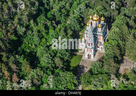 Schipka-Gedächtnis-Kirche - ein Bulgarisch-Orthodoxen Kirche, Luftbild Stockfoto