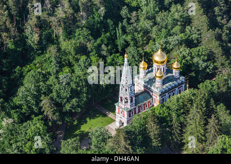 Schipka-Gedächtnis-Kirche - ein Bulgarisch-Orthodoxen Kirche, Luftbild Stockfoto