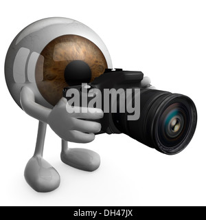 Big Eye mit Armen, Beinen und digitale Foto-Kamera während Rahmung Stockfoto