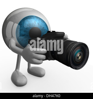 Big Eye mit Armen, Beinen und digitale Foto-Kamera während Rahmung Stockfoto