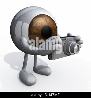 Big Eye mit Armen, Beinen und digitale Foto-Kamera während Rahmung Stockfoto
