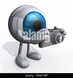 Big Eye mit Armen, Beinen und digitale Foto-Kamera während Rahmung Stockfoto