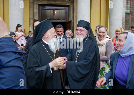 Treffen der katholischen und koptischen orthodoxen christlichen Kirche in Mailand. Erzbischof Stockfoto