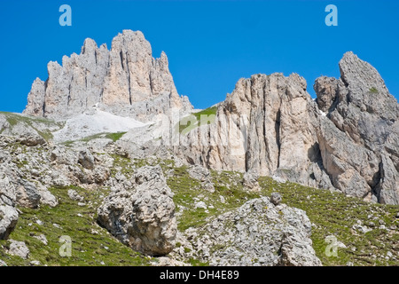 Dolomiten im Val di Fassa, Trentino, Italien Stockfoto