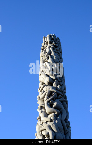 Der Monolith, Vigeland Skulpturenpark, Granit Skulpturen des Bildhauers Gustav Vigeland. norwegische Oslo, Norwegen Stockfoto