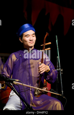 Musiker. Wasser Puppentheater Thang Long. Hanoi, Vietnam. Stockfoto