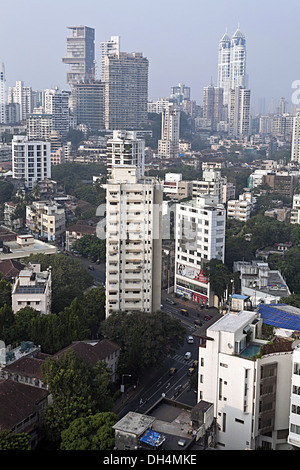 Aerial Altbauten und neuen Wolkenkratzer Girgaon in Mumbai, Maharashtra, Indien Stockfoto