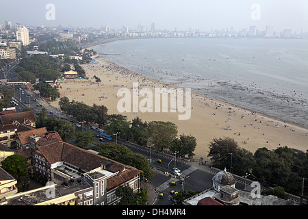 Girgaon Chowpatty Beach in Mumbai, Maharashtra, Indien Stockfoto