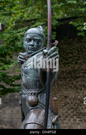 Robin Hood Metall-Statue nottingham Stockfoto