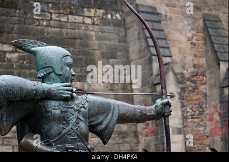 Robin Hood Metall-Statue nottingham Stockfoto