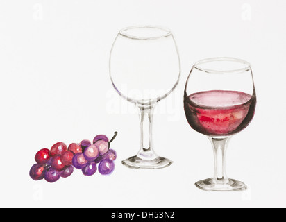 Weinglas mit Rotwein Stockfoto